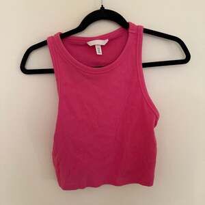Crop Tank Top - pink basic ribbed H&M size medium bright neon